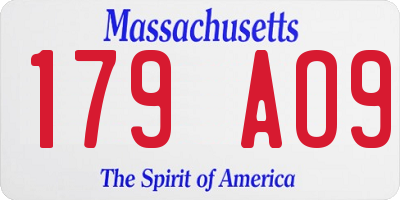 MA license plate 179AO9