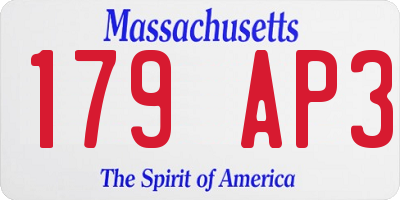 MA license plate 179AP3