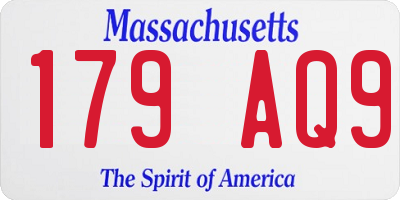 MA license plate 179AQ9