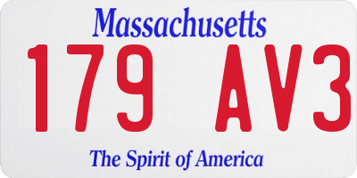 MA license plate 179AV3