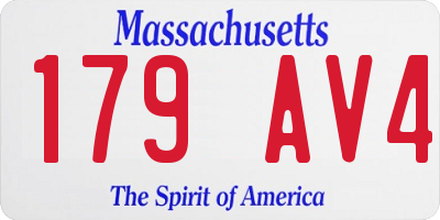MA license plate 179AV4
