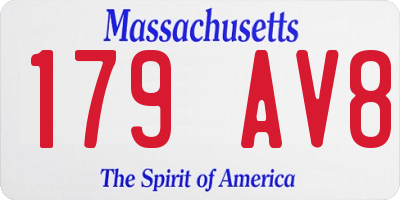 MA license plate 179AV8