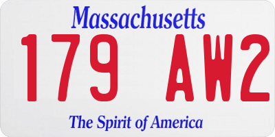 MA license plate 179AW2