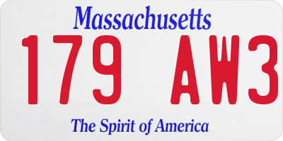 MA license plate 179AW3