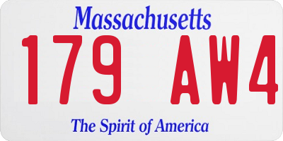 MA license plate 179AW4