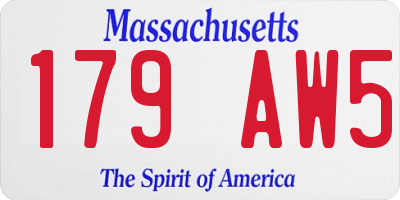 MA license plate 179AW5
