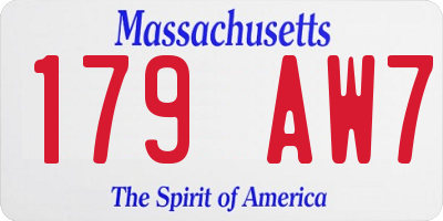 MA license plate 179AW7