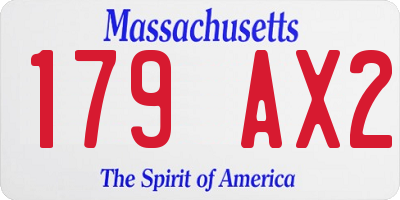 MA license plate 179AX2