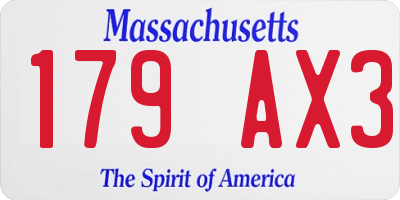 MA license plate 179AX3