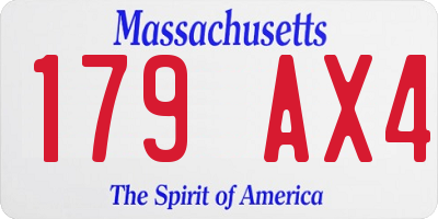 MA license plate 179AX4