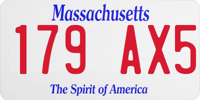 MA license plate 179AX5
