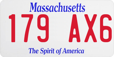 MA license plate 179AX6