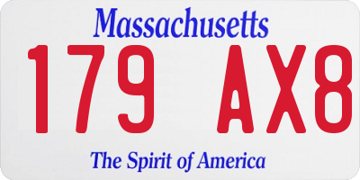 MA license plate 179AX8