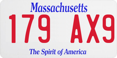 MA license plate 179AX9