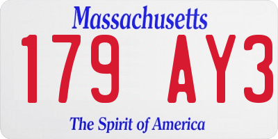 MA license plate 179AY3
