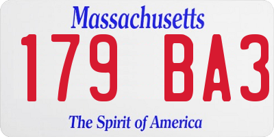 MA license plate 179BA3