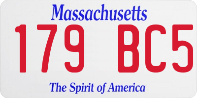 MA license plate 179BC5