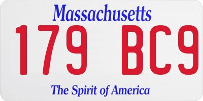 MA license plate 179BC9