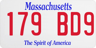 MA license plate 179BD9