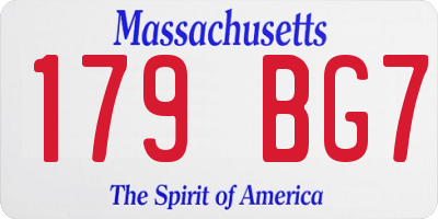 MA license plate 179BG7