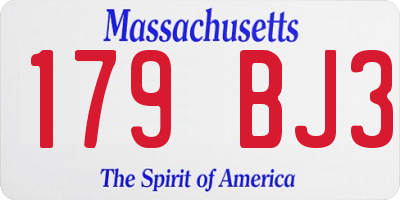 MA license plate 179BJ3