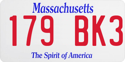 MA license plate 179BK3