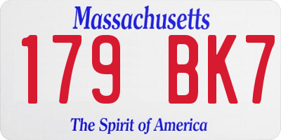 MA license plate 179BK7