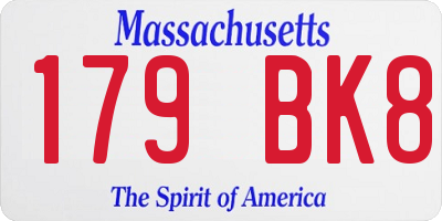 MA license plate 179BK8