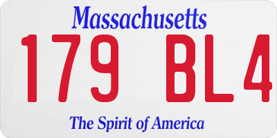 MA license plate 179BL4
