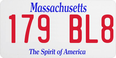 MA license plate 179BL8