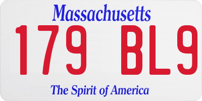 MA license plate 179BL9