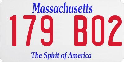 MA license plate 179BO2