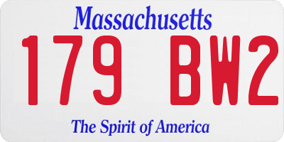 MA license plate 179BW2