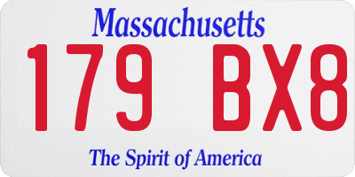 MA license plate 179BX8