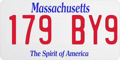 MA license plate 179BY9