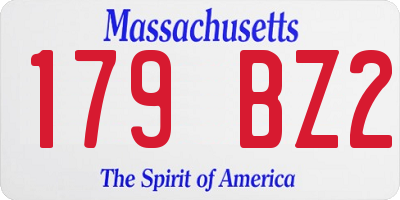 MA license plate 179BZ2