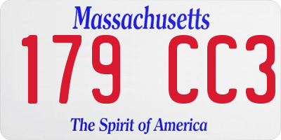 MA license plate 179CC3
