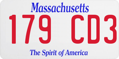 MA license plate 179CD3