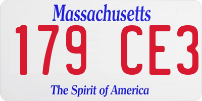 MA license plate 179CE3