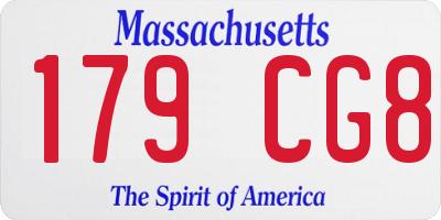 MA license plate 179CG8