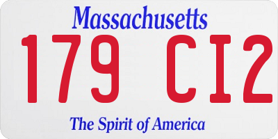 MA license plate 179CI2