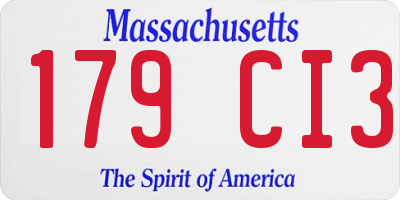 MA license plate 179CI3