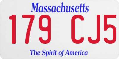 MA license plate 179CJ5