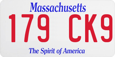 MA license plate 179CK9