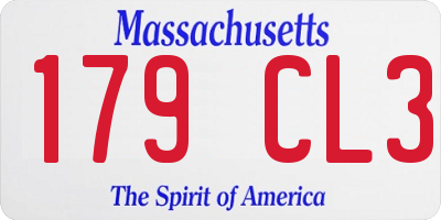 MA license plate 179CL3