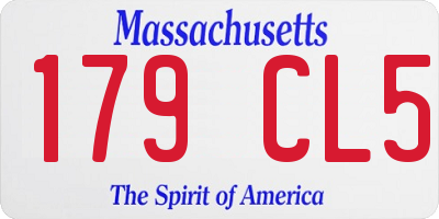 MA license plate 179CL5