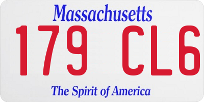 MA license plate 179CL6