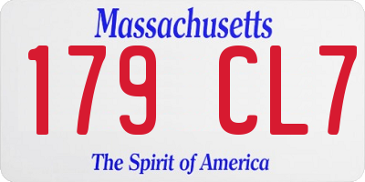 MA license plate 179CL7