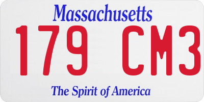MA license plate 179CM3