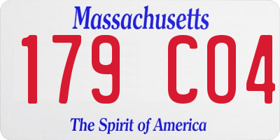 MA license plate 179CO4